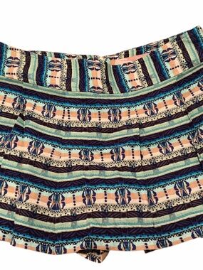 Forever 21 Teal Navy and Peach Patterned Skort Shorts